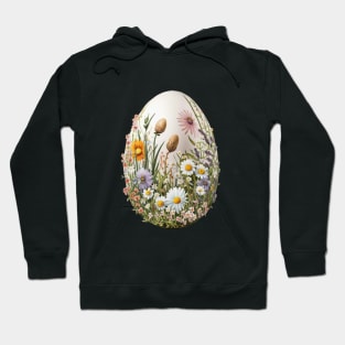 Floral Garden Botanical Print with wild flowers Easter Egg Hoodie